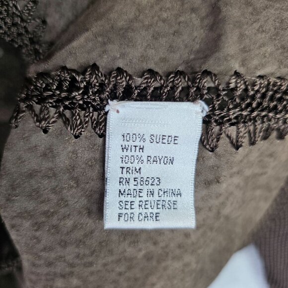 Womens Carducci Brown Suede & Rayon Patchwork Cardigan Jacket 1 Button Size M - Picture 3 of 8